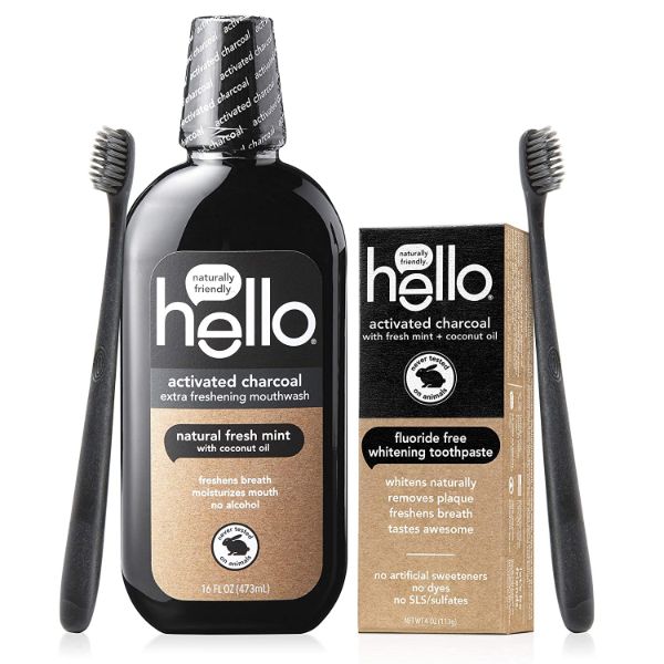 Hello Activated Charcoal Starter Kit Fluoride Free Sls